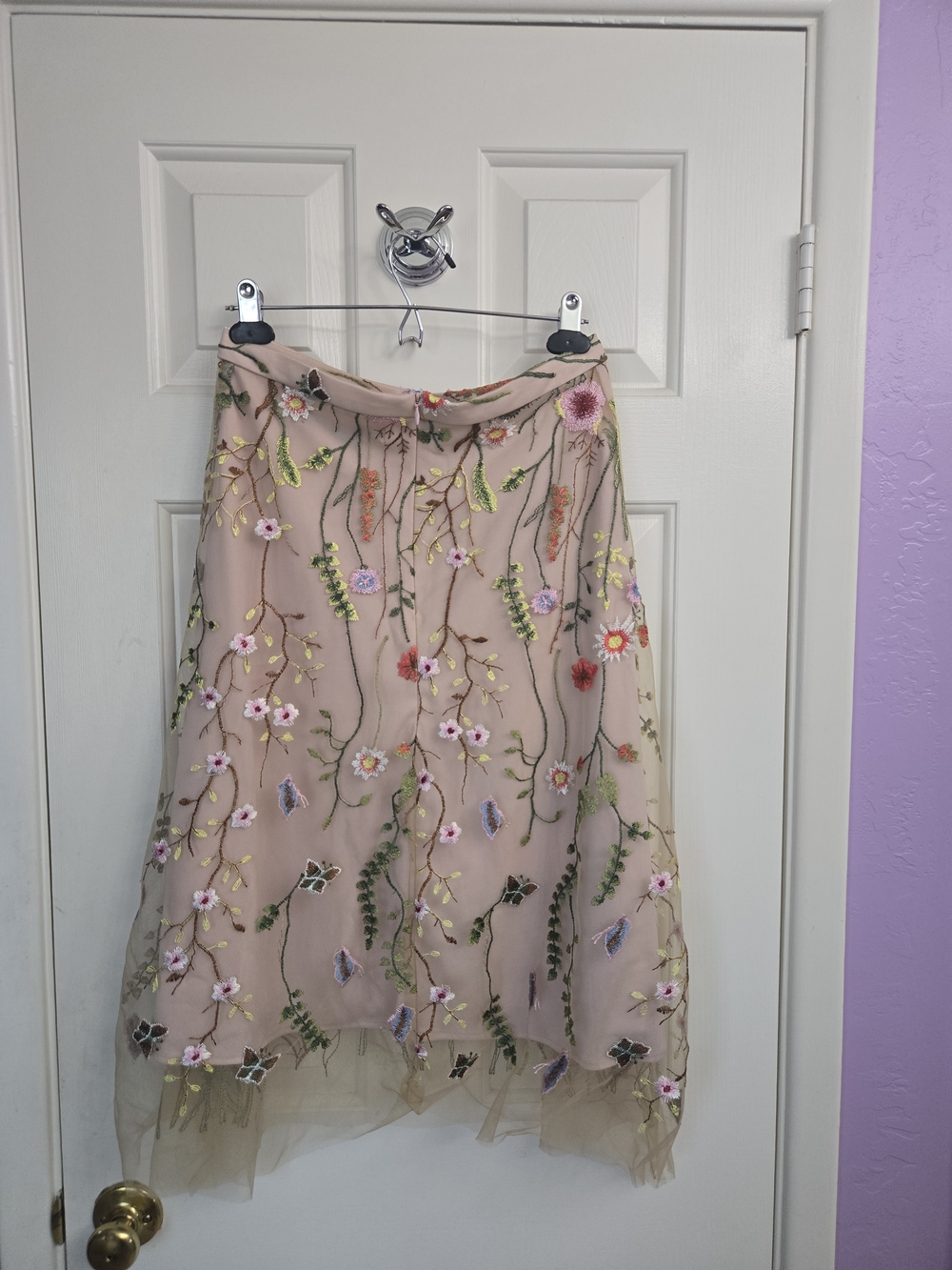 Embroidered Floral Sheer Midi Skirt - Blush Pink - Picture 3 of 16